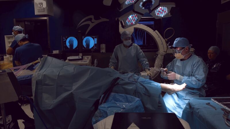 Podiatrist performs surgery