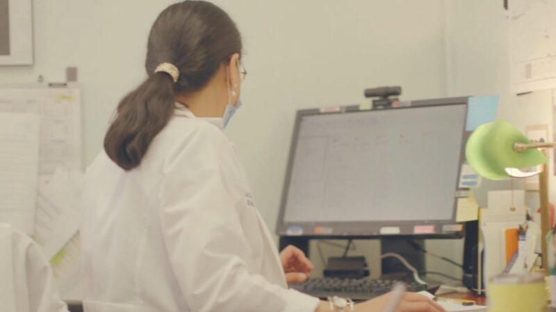 A Nurse Manager Is Working at A Desk, Reviewing Documents and Data on A Computer, Symbolizing the Administrative and Leadership Responsibilities in Managing Healthcare Teams