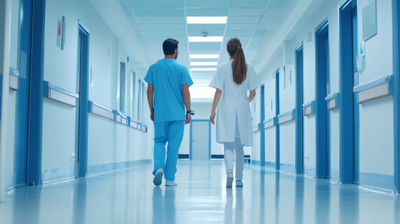 A Nurse and A Healthcare Professional Are Walking Down a Hospital Hallway, Symbolizing the Importance of Mentorship in Advancing Nursing Careers