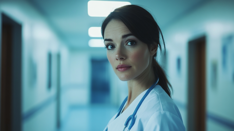 A Confident Female Nurse in A Hospital Corridor, Symbolizing Career Advancement Opportunities for Nurses