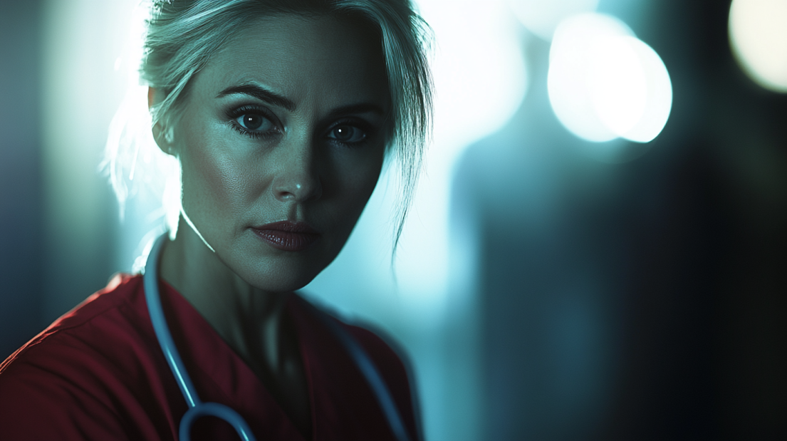 A Focused Nurse in Red Scrubs with A Stethoscope, Symbolizing Determination and Professionalism in Advancing Your Nursing Practice