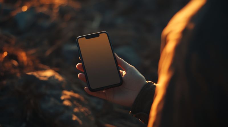 A Person Holds a Smartphone While Outdoors