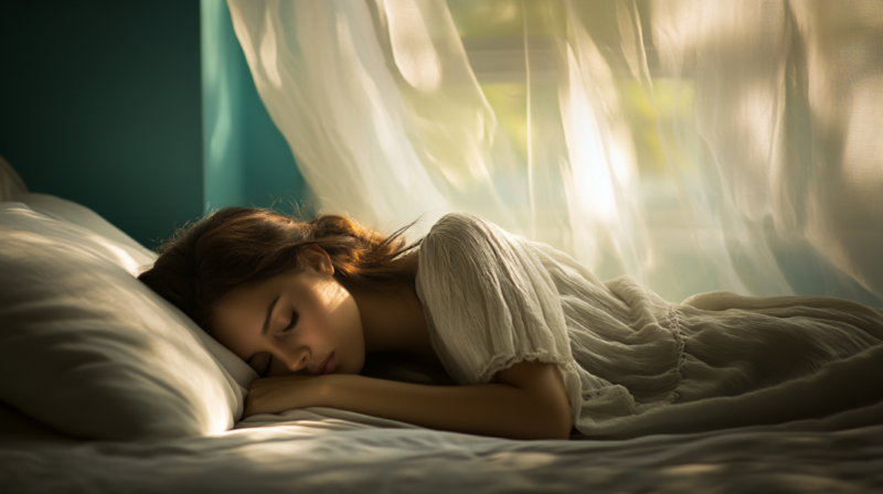 A Woman Sleeps Peacefully in A Cozy Room